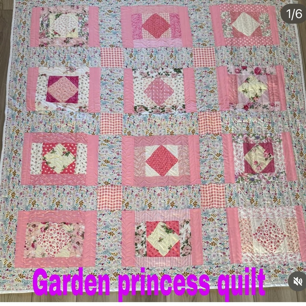 Pink and Floral Patchwork Quilt